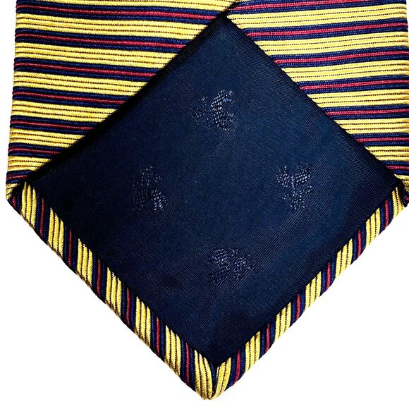 Brooks Brothers Makers Tie Vintage Repp Weave Gold Blue Stripe Nautical - Picture 8 of 8